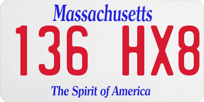MA license plate 136HX8