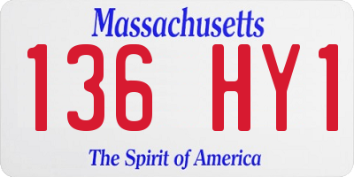 MA license plate 136HY1