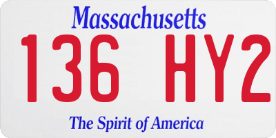 MA license plate 136HY2