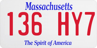 MA license plate 136HY7