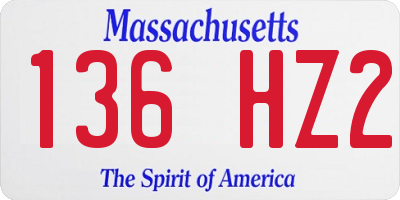 MA license plate 136HZ2