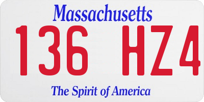 MA license plate 136HZ4