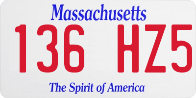 MA license plate 136HZ5
