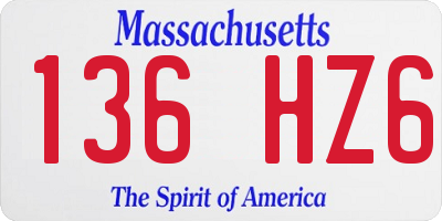 MA license plate 136HZ6