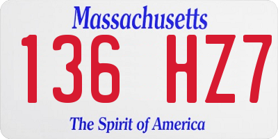 MA license plate 136HZ7