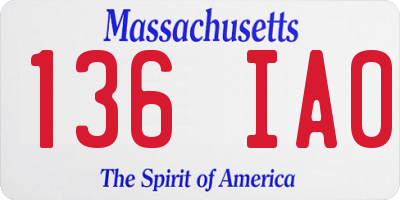 MA license plate 136IA0