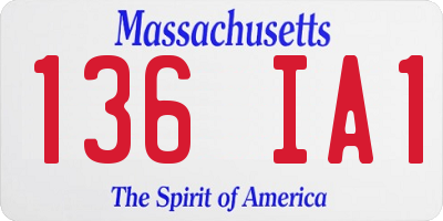 MA license plate 136IA1