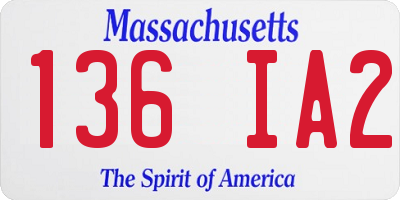 MA license plate 136IA2
