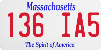 MA license plate 136IA5