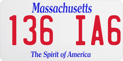 MA license plate 136IA6