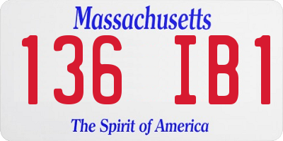 MA license plate 136IB1
