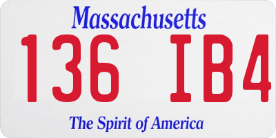 MA license plate 136IB4