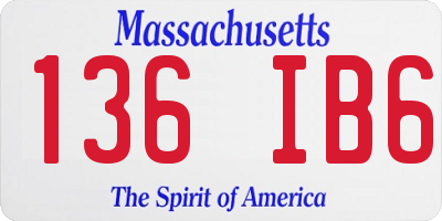MA license plate 136IB6