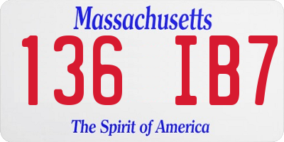 MA license plate 136IB7