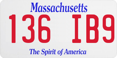 MA license plate 136IB9