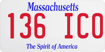 MA license plate 136IC0