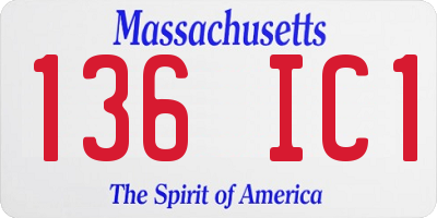 MA license plate 136IC1