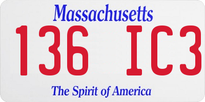 MA license plate 136IC3