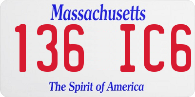 MA license plate 136IC6