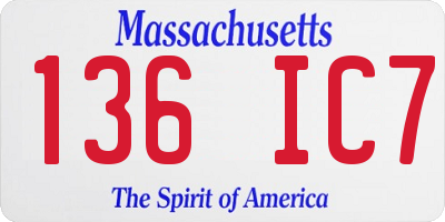 MA license plate 136IC7