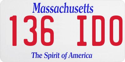 MA license plate 136ID0