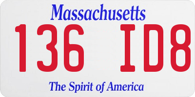 MA license plate 136ID8