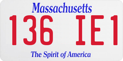MA license plate 136IE1
