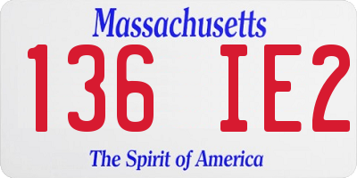 MA license plate 136IE2