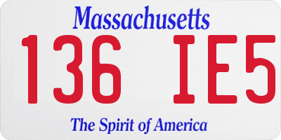 MA license plate 136IE5