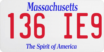 MA license plate 136IE9