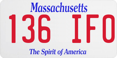 MA license plate 136IF0