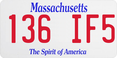 MA license plate 136IF5