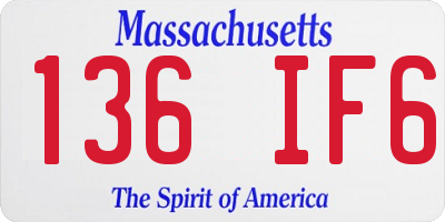 MA license plate 136IF6
