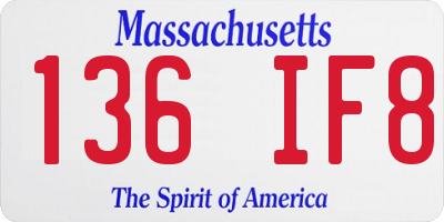MA license plate 136IF8