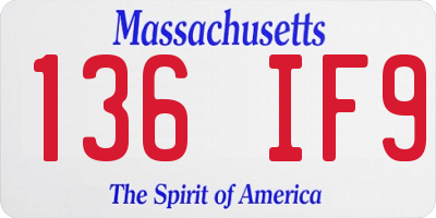 MA license plate 136IF9