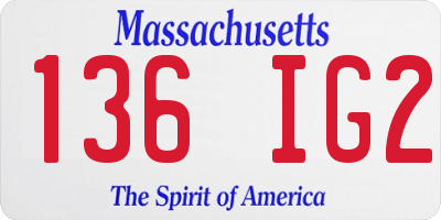MA license plate 136IG2