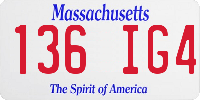 MA license plate 136IG4