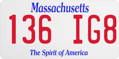 MA license plate 136IG8