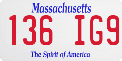 MA license plate 136IG9