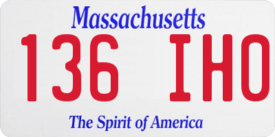 MA license plate 136IH0