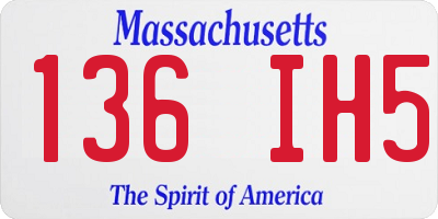 MA license plate 136IH5