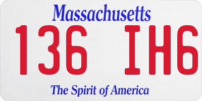MA license plate 136IH6