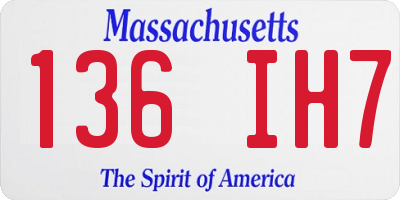 MA license plate 136IH7