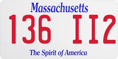 MA license plate 136II2