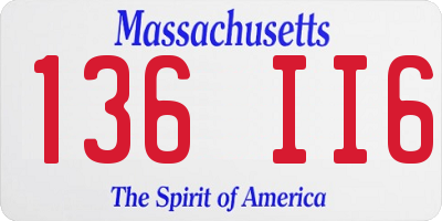MA license plate 136II6