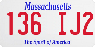 MA license plate 136IJ2