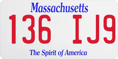 MA license plate 136IJ9