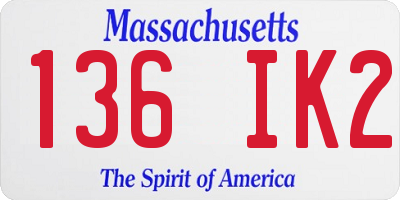 MA license plate 136IK2