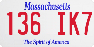 MA license plate 136IK7