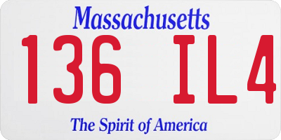 MA license plate 136IL4